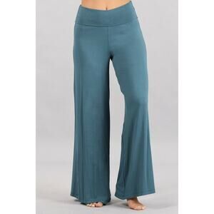 Chatoyant Fold Over Waist Palazzo Deep Teal Medium